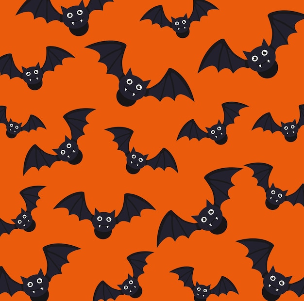 Vector fondo feliz halloween con murciélagos volando