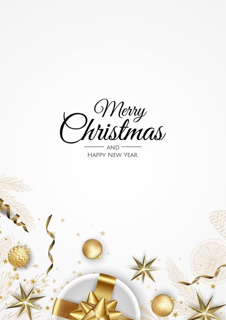 Fondo de feliz Navidad con adornos navideños