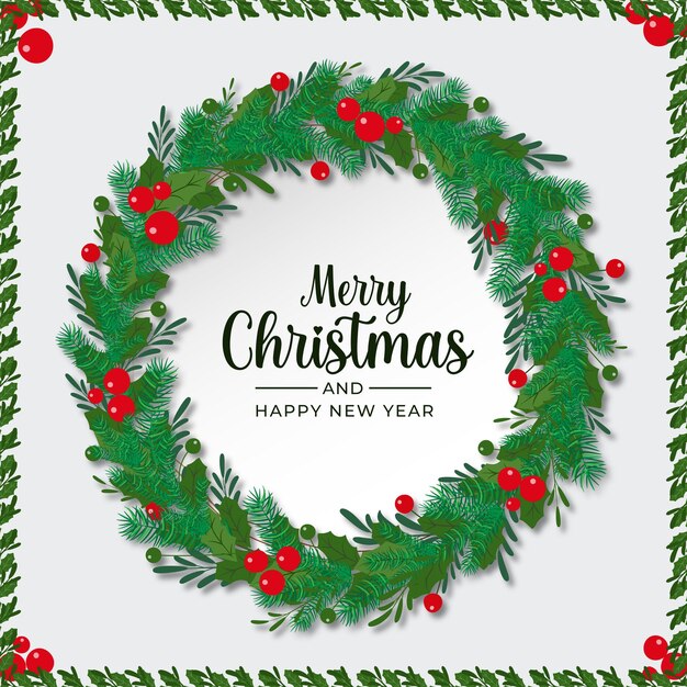 Fondo de feliz Navidad y año nuevo de estilo realista con adornos