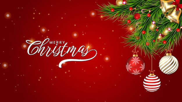 Fondo de Feliz Navidad con elementos navideños para publicaciones de redes sociales, pancartas y tarjetas de felicitación
