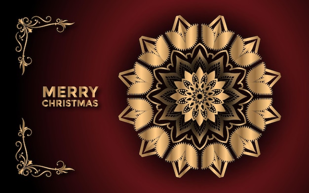 Fondo de feliz navidad y feliz año nuevo con diseño abstracto de mandala ornamental vector premium