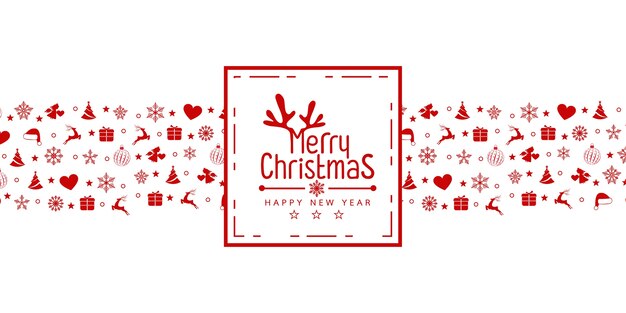 Fondo feliz Navidad con iconos de elemento