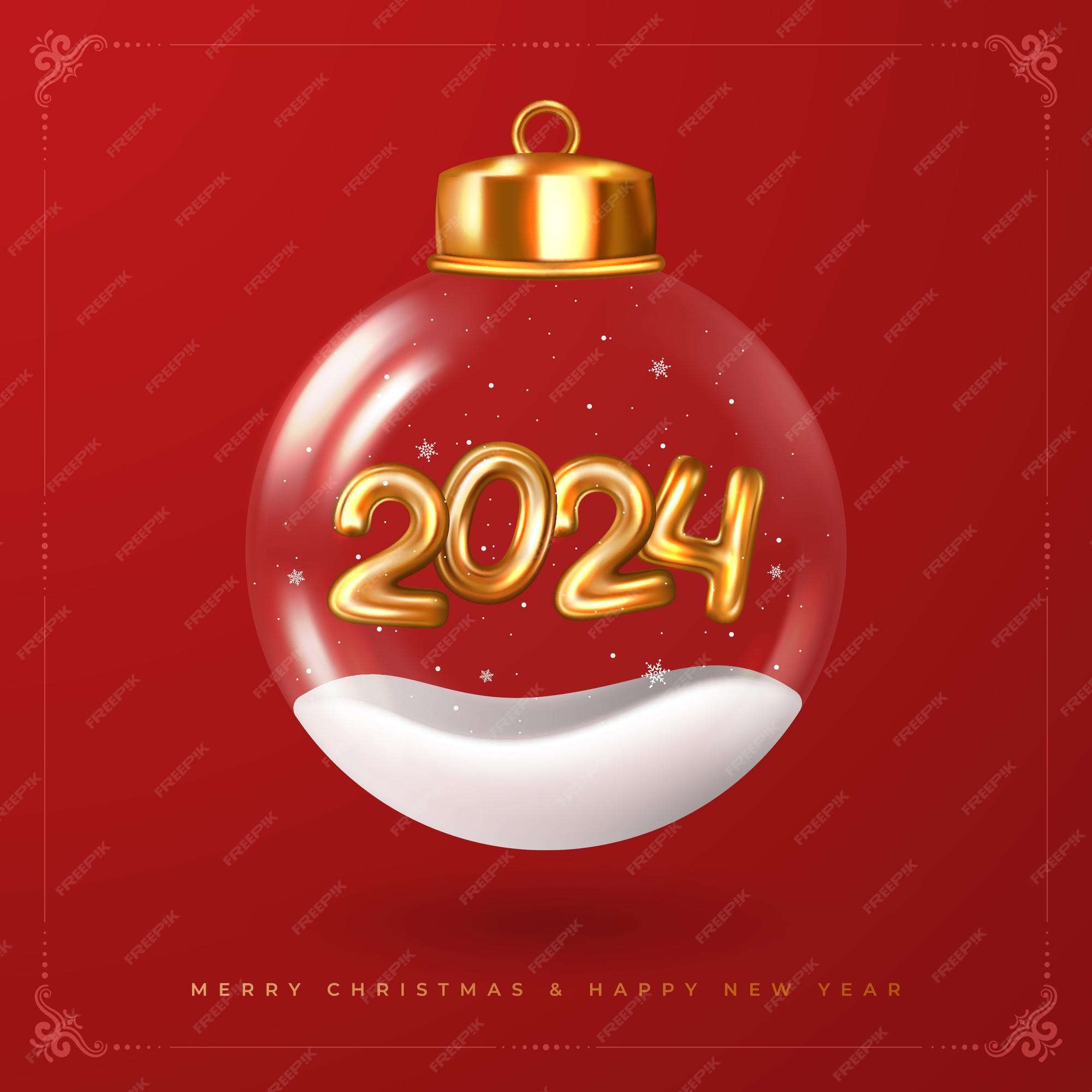 Fondo de feliz navidad y próspero año nuevo 2024 Vector Premium