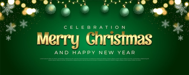 Fondo de feliz navidad con texto editable dorado y decoración de elementos navideños
