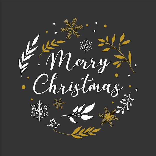Fondo de feliz Navidad con tipografía, letras. Plantilla de tarjeta de felicitación simple minimalista