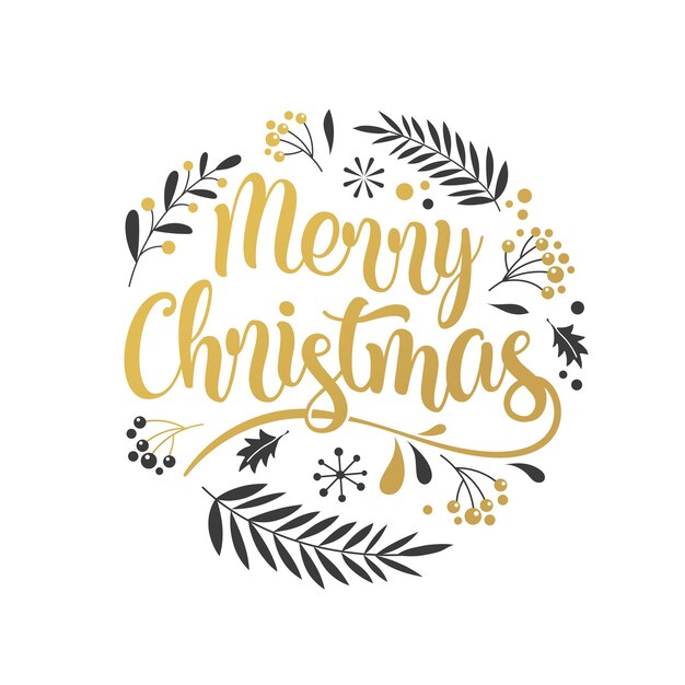 Fondo de feliz Navidad con tipografía, letras. Tarjeta de felicitación, pancarta y póster