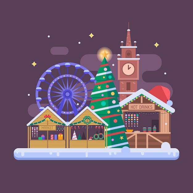 Vector fondo de la feria de navidad de europa