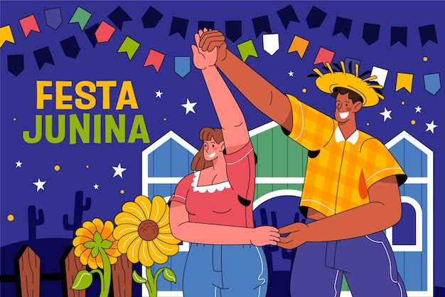 Vector el fondo de las festas juninas brasileñas dibujadas a mano