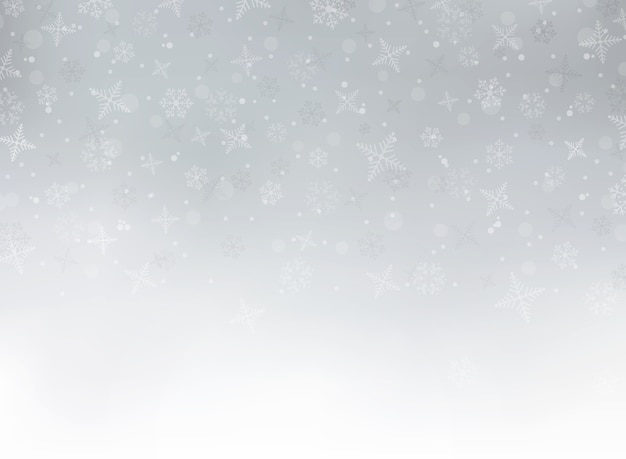 Fondo del festival de la Feliz Navidad con los copos de nieve y los brillos.
