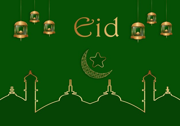 Fondo del festival islámico eid mubarak con mezquita