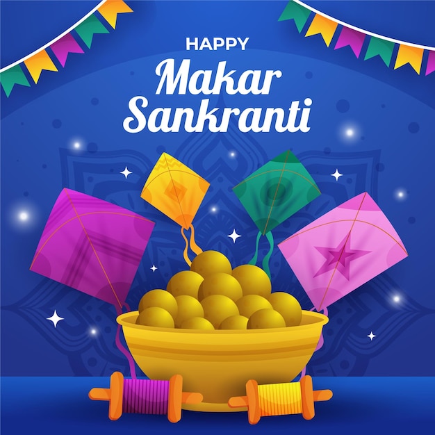 El fondo del festival de Makar Sankranti