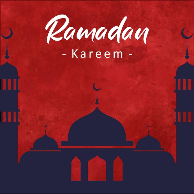 Fondo del festival de la mezquita ramadan kareem en estilo acuarela