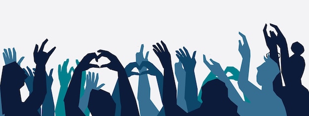 Fondo de festival de música de concierto de rock con vector de banda de rock de saludo de multitud