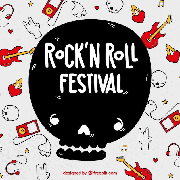 Vector fondo de festival de rock and roll con instrumentos