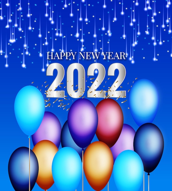 Vector fondo festivo azul feliz año nuevo 2022 banner