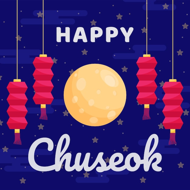 Fondo festivo del festival Chuseok en un atractivo estilo de dibujos animados