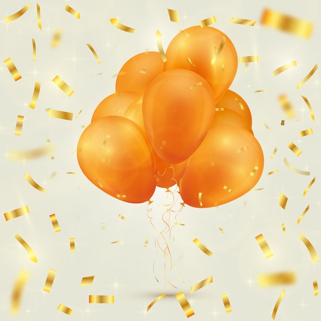 Fondo festivo con globos y confeti