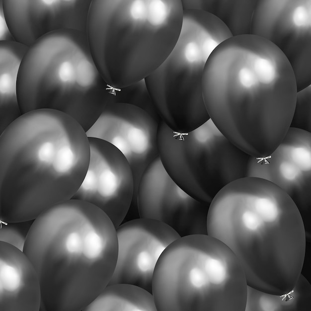 Fondo festivo con globos de helio. Celebra un cumpleaños, afiche, pancarta feliz aniversario. Diseño de vacaciones decorativo realista elementos 3d. ilustración vectorial
