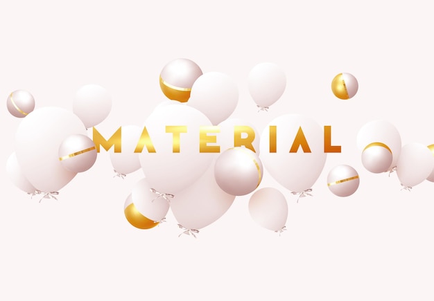 Fondo festivo con globos de helio. Celebra un cumpleaños, afiche, pancarta feliz aniversario. Elementos de diseño decorativo realista. Globo de objeto 3d vectorial con bola, color blanco. tarjeta de felicitación