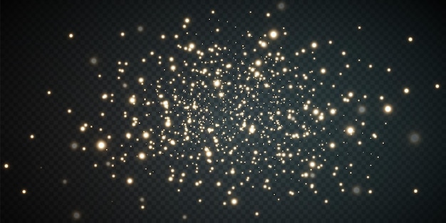Fondo festivo navideño de confeti ligero y pequeña luz dorada brillante Textura dorada brillante