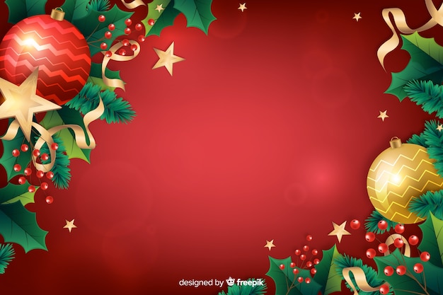 Fondo festivo rojo realista de Navidad