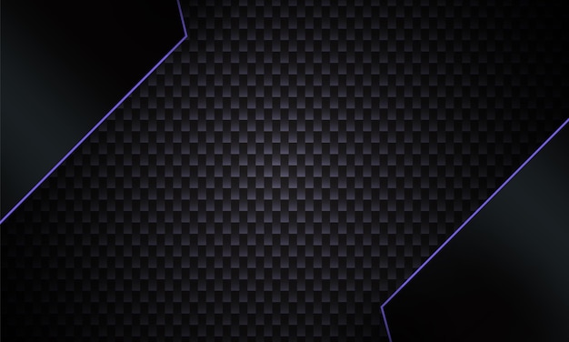 Fondo de fibra de carbono oscuro con marco metálico negro abstracto con rayas doradas. Moderna plantilla para su sitio web
