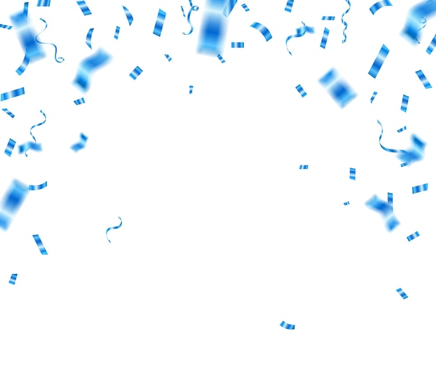 fondo de la fiesta de celebración con confeti cintas de carnaval caída plantilla de confeti azul brillante