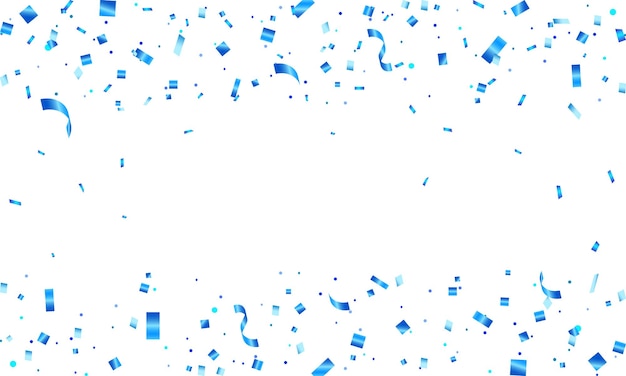 fondo de la fiesta de celebración con confeti cintas de carnaval caída plantilla de confeti azul brillante