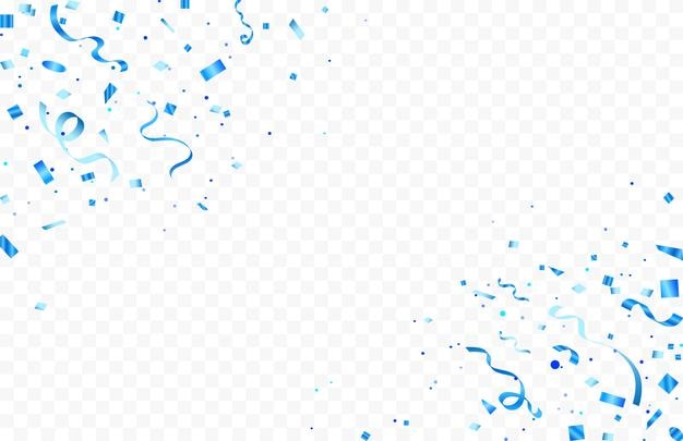 fondo de la fiesta de celebración con confeti cintas de carnaval caída plantilla de confeti azul brillante