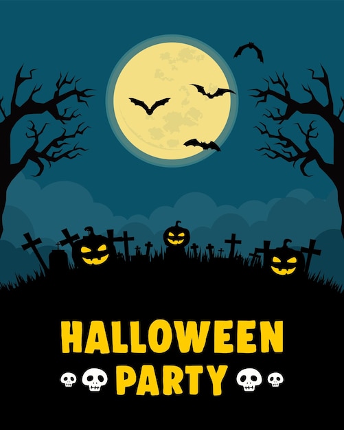 fondo de la fiesta de halloween con espantosas calabazas y murciélagos
