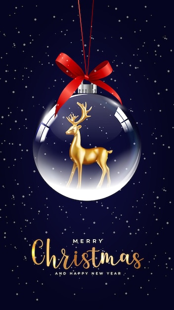 Fondo de fiesta navideña Feliz año nuevo y feliz Navidad Plantilla de póster