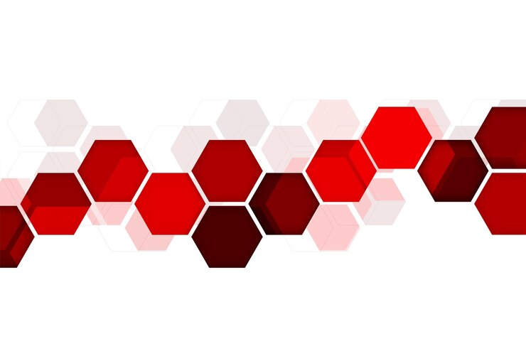 Vector fondo de figuras geométricas rojas. fondo de hexágonos
