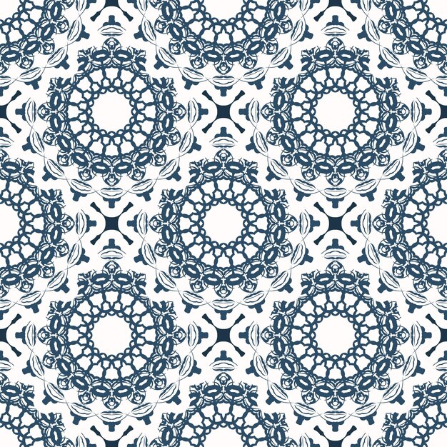 Fondo sin fin con monogramas Fondo con color blanco y azul Bueno para impresiones Vector