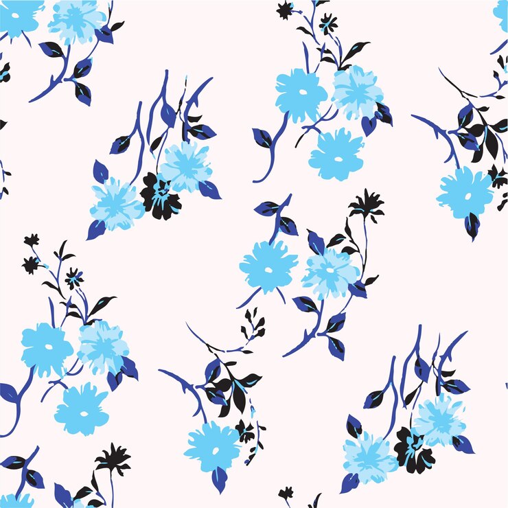 un fondo de flor azul con flores y hojas azules