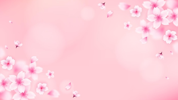 Fondo de flor de cerezo rosa con diseño de vector de espacio de copia
