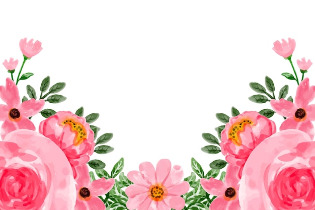 Vector fondo de flor rosa con acuarela