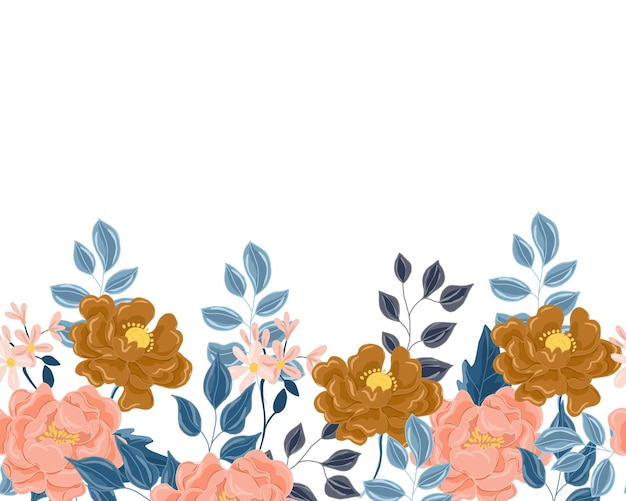 Fondo de la flor de la rosa del melocotón dibujado a mano
