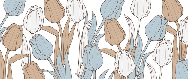 Fondo floral abstracto con delicados tulipanes sobre un fondo blanco Fondo para decoración fondos de pantalla cubre tarjetas y presentaciones