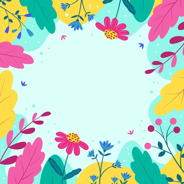 Vector fondo floral abstracto en diseño plano flores y hojas de verano