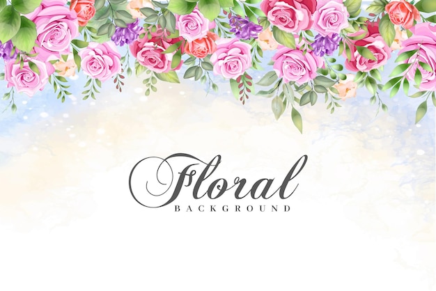 Fondo floral acuarela con hermosas hojas florales