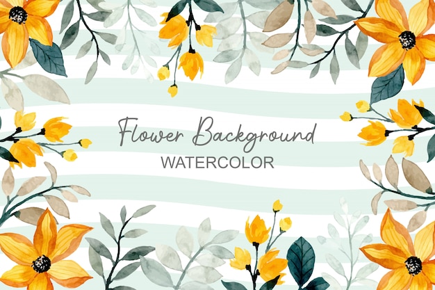 Vector fondo floral amarillo acuarela