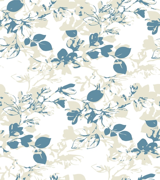 un fondo floral azul con un patrón de flor azul