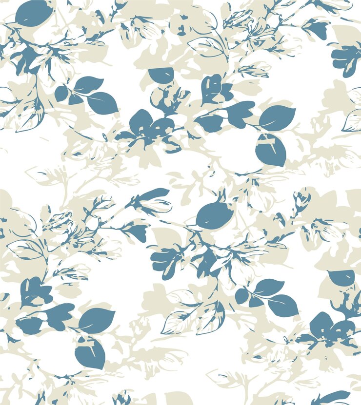 un fondo floral azul con un patrón de flor azul