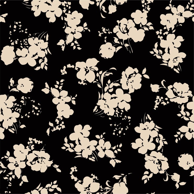 un fondo floral blanco y negro con mariposas y flores