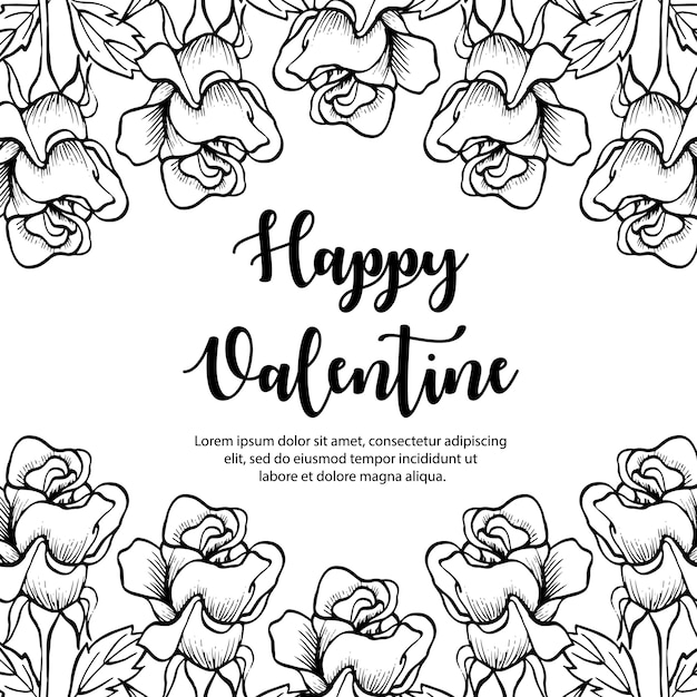 Fondo floral blanco y negro de san valentín