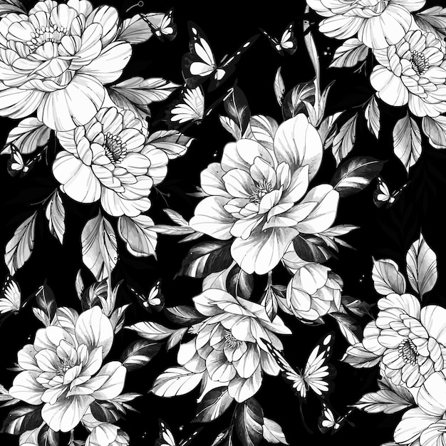 FONDO FLORAL EN BLANCO Y NEGRO