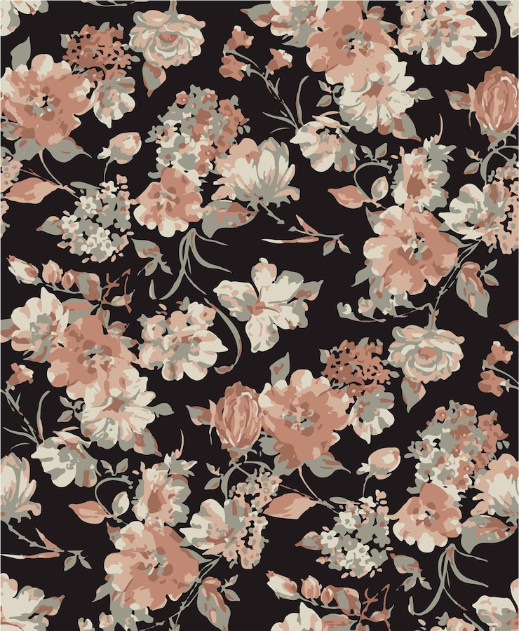 Fondo floral sin costuras flores lujosas patrón floral ilustración vectorial vintage
