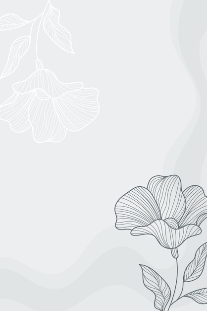 Fondo floral dibujado a mano arte de línea mínima en borde blanco y negro por Aum sobre línea de flores