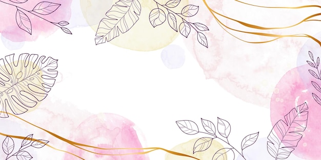 Fondo floral dibujado a mano con salpicaduras y gotas de acuarela Diseño de follaje abstracto elegante