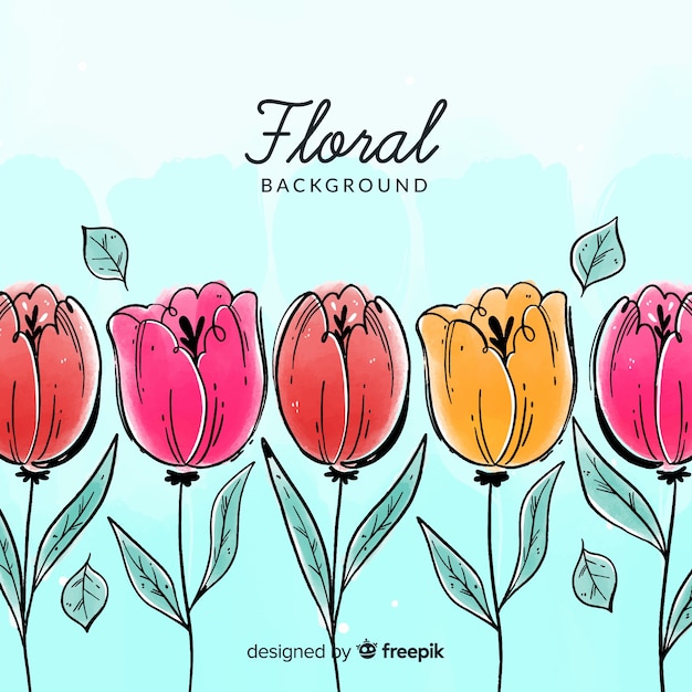 Fondo floral dibujado a mano